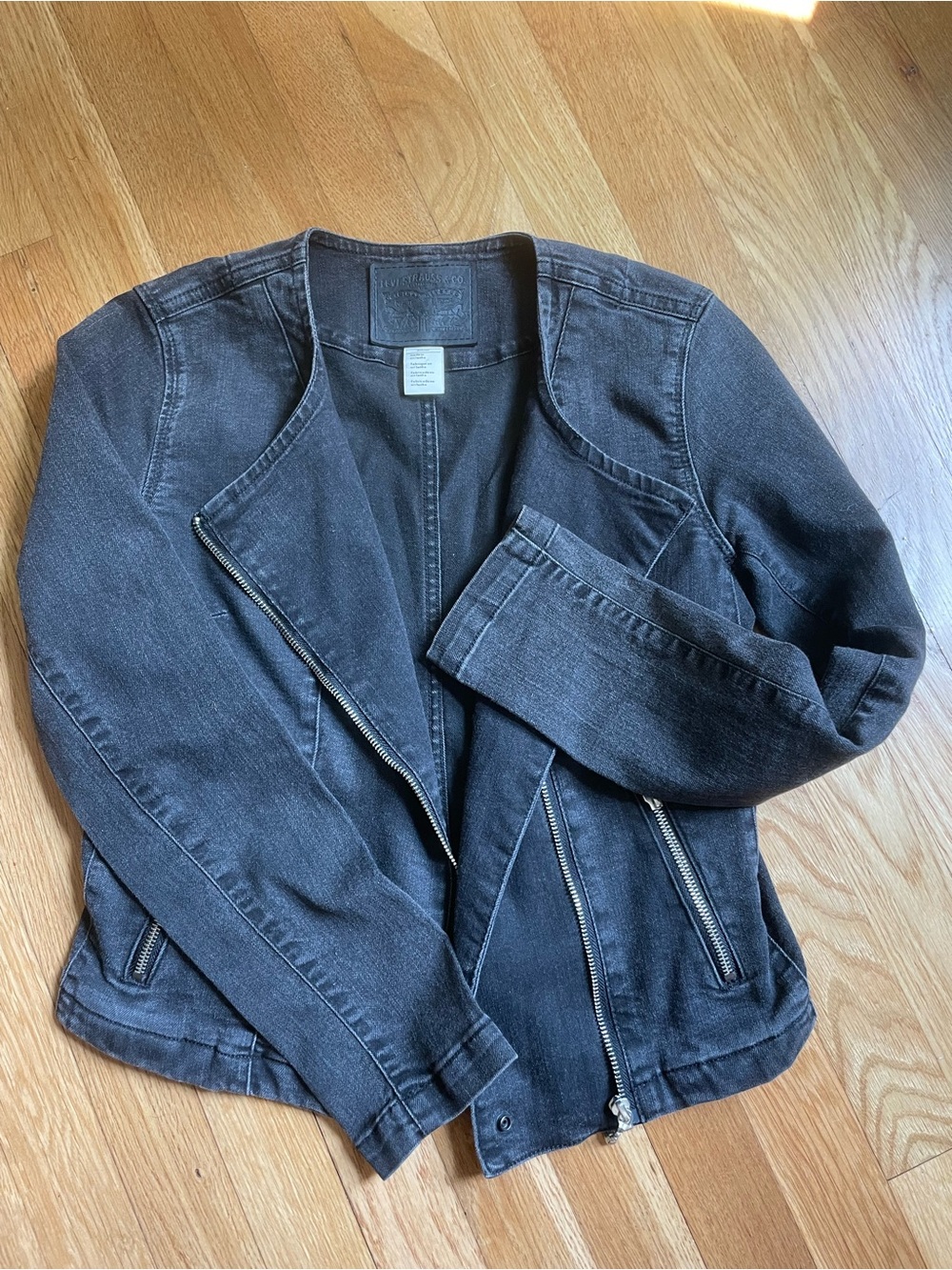 Levi's Black Washed Denim Moto Jacket
